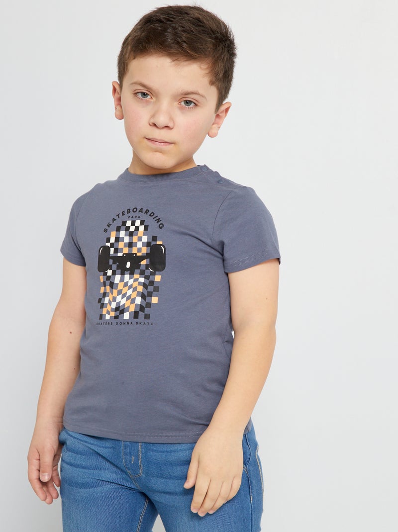 Camiseta de algodón de manga corta GRIS - Kiabi