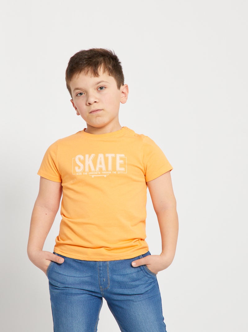 Camiseta de algodón de manga corta NARANJA - Kiabi
