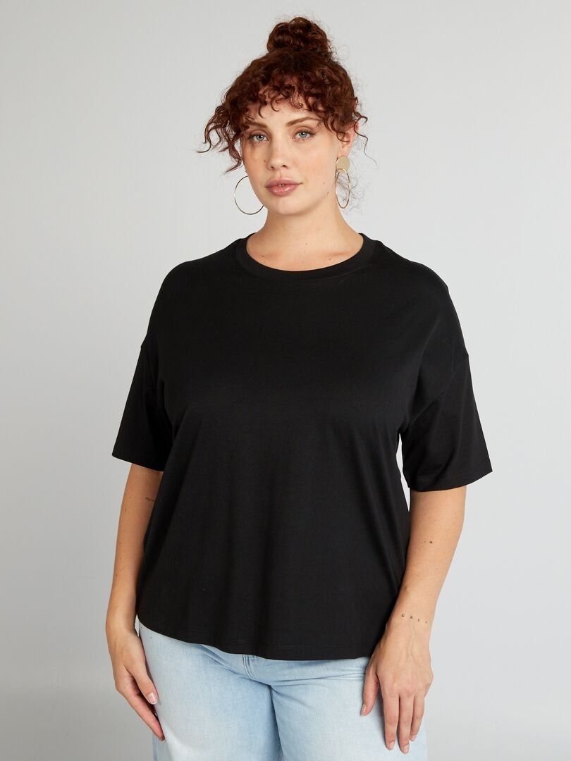 Camiseta de algodón de manga corta - negro - Kiabi - 10.00€