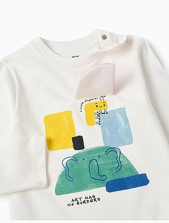 Camiseta de algodón de manga larga con estampado Art