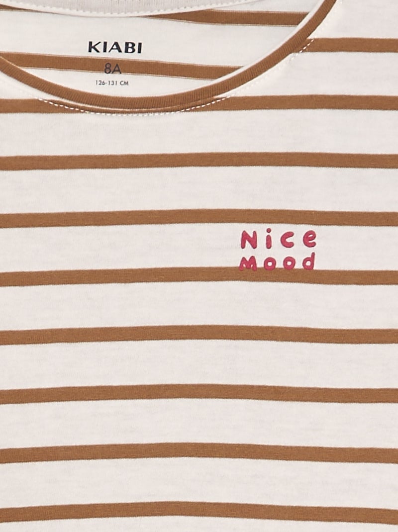 Camiseta de algodón de manga larga MARRON - Kiabi