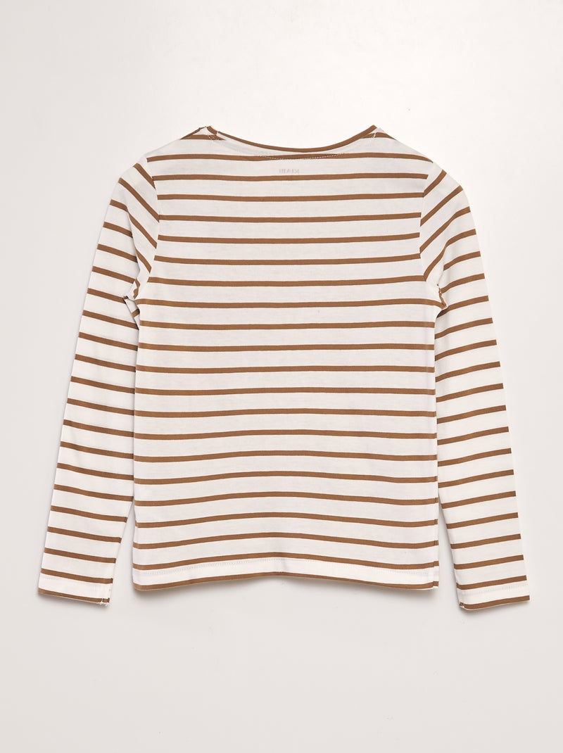 Camiseta de algodón de manga larga MARRON - Kiabi