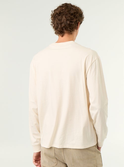 Camiseta de algodón de manga larga y cuello redondo - Kiabi