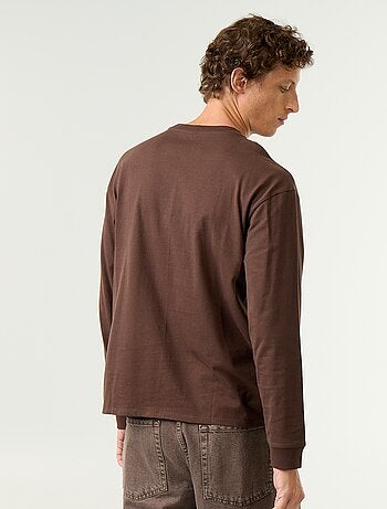 Camiseta de algodón de manga larga y cuello redondo