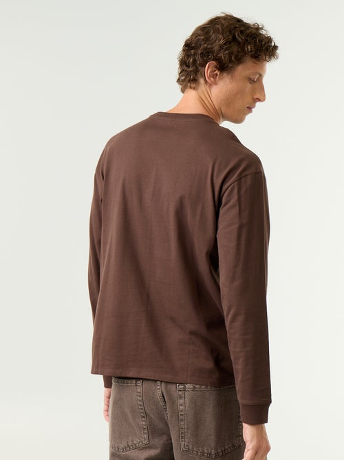 Camiseta de algodón de manga larga y cuello redondo - Kiabi Camiseta de algodón de manga larga y cuello redondo - Kiabi