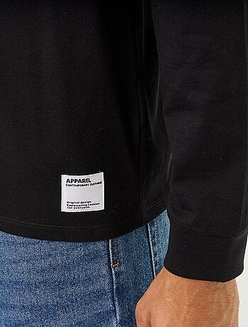 Camiseta de algodón de manga larga y cuello redondo