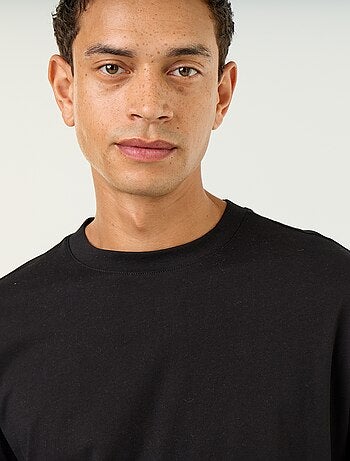 Camiseta de algodón de manga larga y cuello redondo