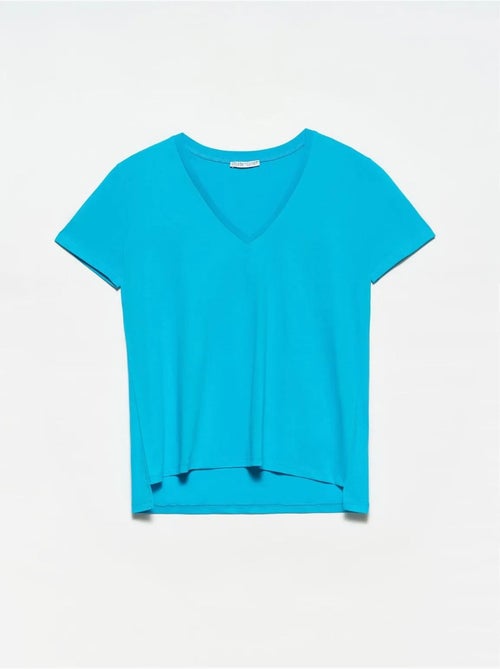 Camiseta de algodón de mujer con cuello en v dilvin - Kiabi