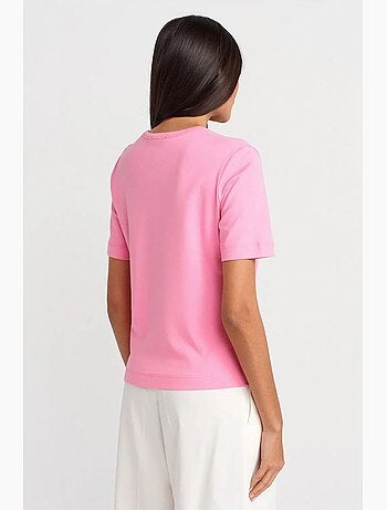 Camiseta de algodón de mujer con cuello en v dilvin