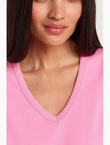 Camiseta de algodón de mujer con cuello en v dilvin