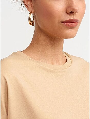Camiseta de algodón de mujer con cuello redondo dilvin