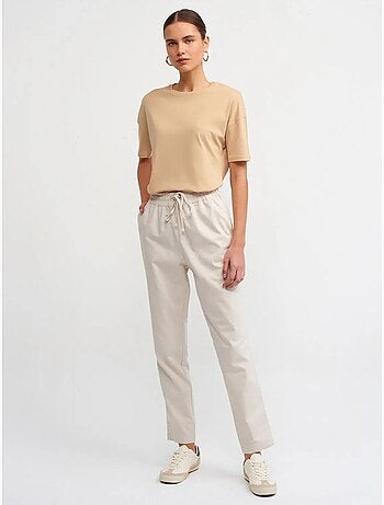 Camiseta de algodón de mujer con cuello redondo dilvin