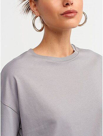 Camiseta de algodón de mujer con cuello redondo dilvin