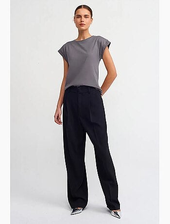 Camiseta de algodón de mujer con cuello redondo dilvin