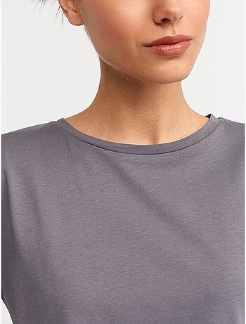 Camiseta de algodón de mujer con cuello redondo dilvin