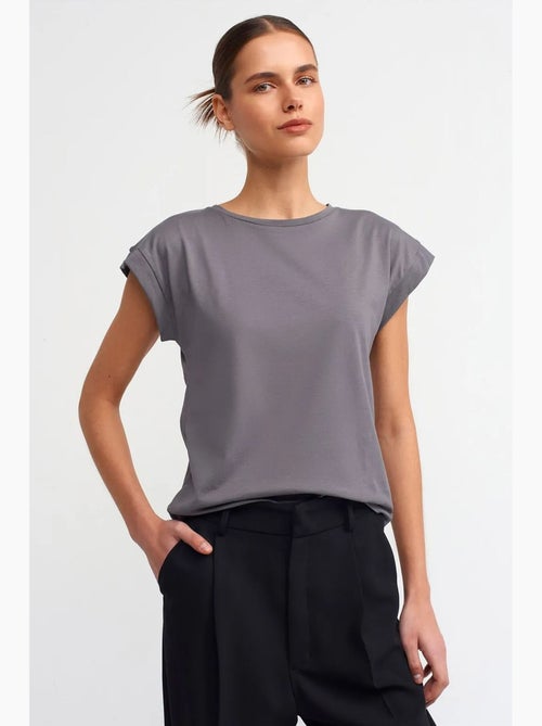 Camiseta de algodón de mujer con cuello redondo dilvin - Kiabi