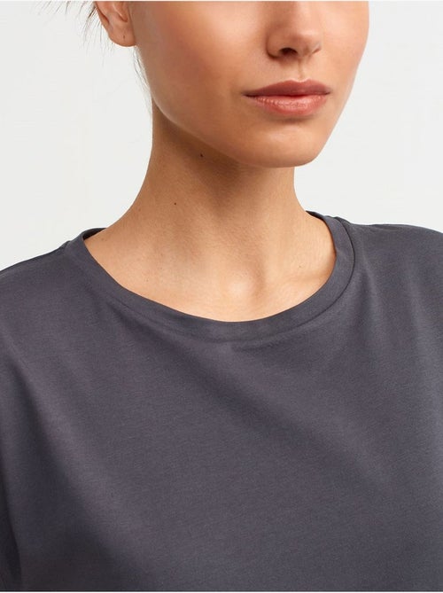 Camiseta de algodón de mujer con cuello redondo dilvin - Kiabi