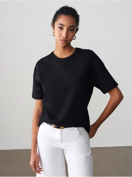 Camiseta de algodón de mujer con cuello redondo dilvin - Kiabi