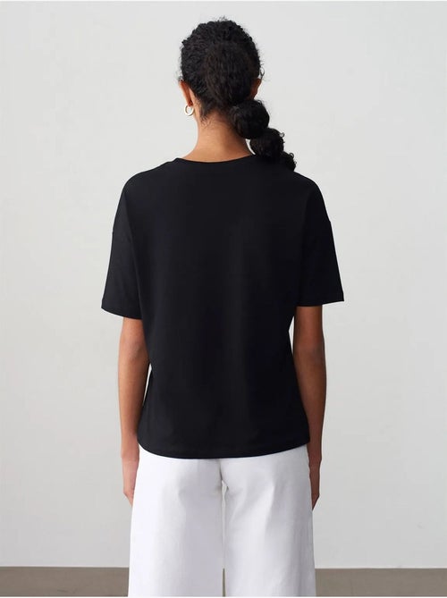 Camiseta de algodón de mujer con cuello redondo dilvin - Kiabi