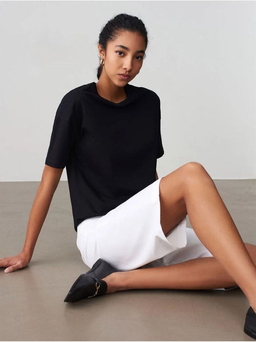 Camiseta de algodón de mujer con cuello redondo dilvin - Kiabi