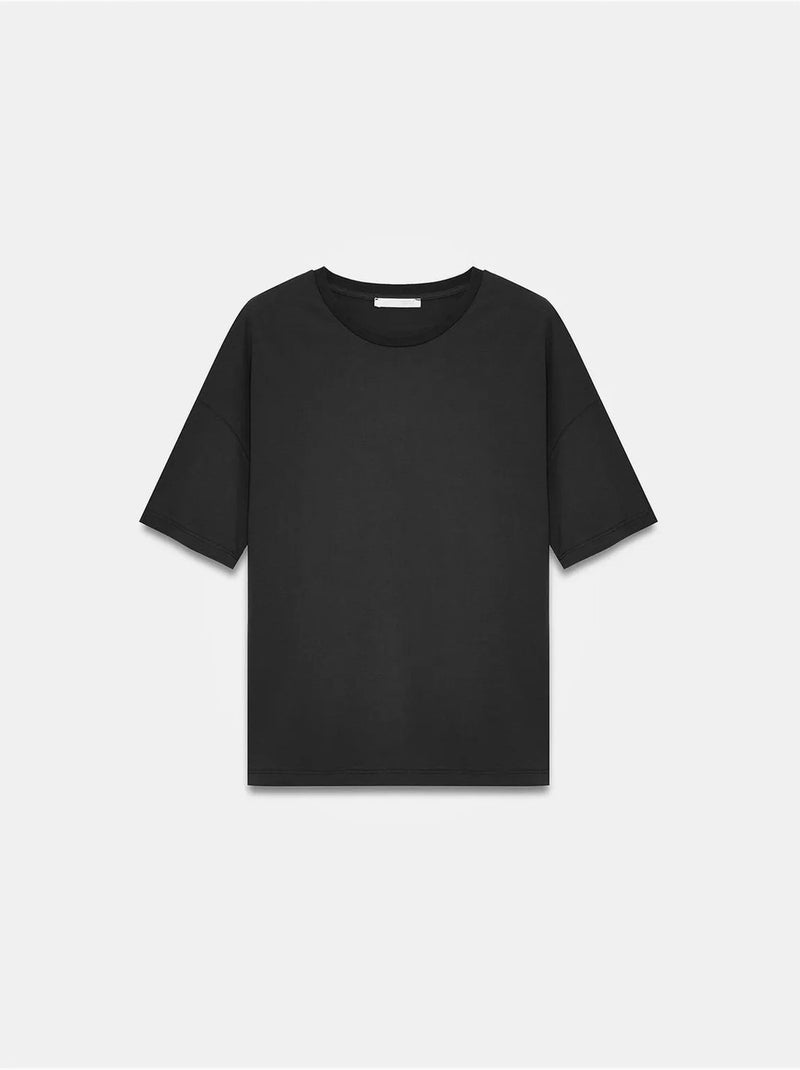 Camiseta de algodón de mujer con cuello redondo dilvin Negro - Kiabi