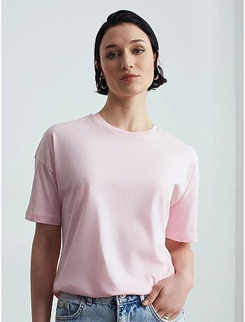 Camiseta de algodón de mujer con cuello redondo dilvin