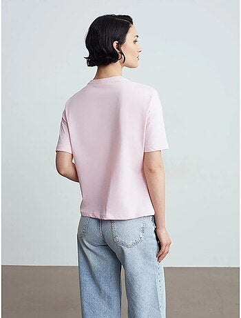 Camiseta de algodón de mujer con cuello redondo dilvin
