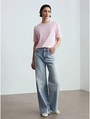 Camiseta de algodón de mujer con cuello redondo dilvin
