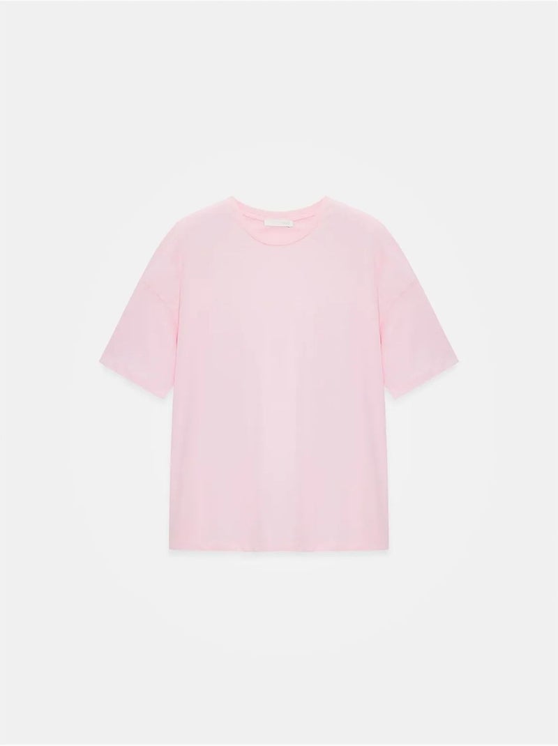 Camiseta de algodón de mujer con cuello redondo dilvin Rosa almendra - Kiabi