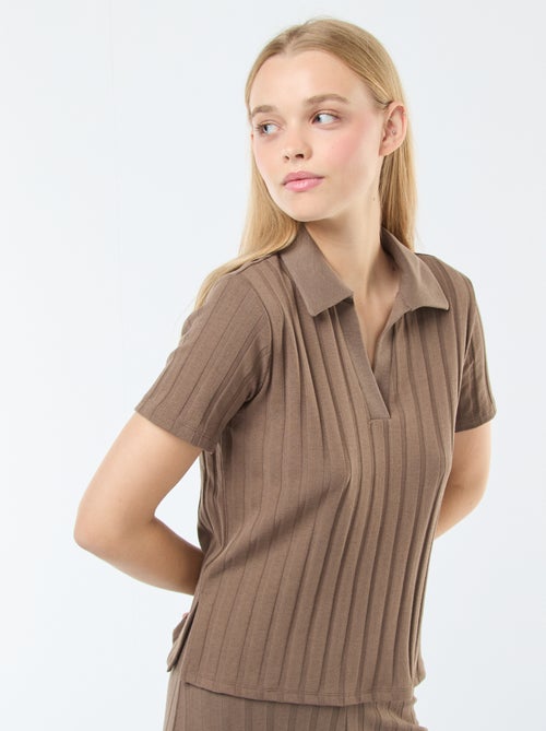 Camiseta de algodón elástico con cuello de polo - Kiabi