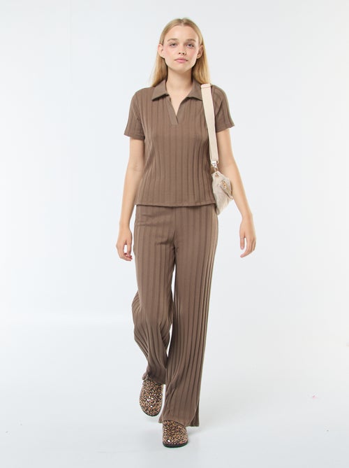 Camiseta de algodón elástico con cuello de polo - Kiabi