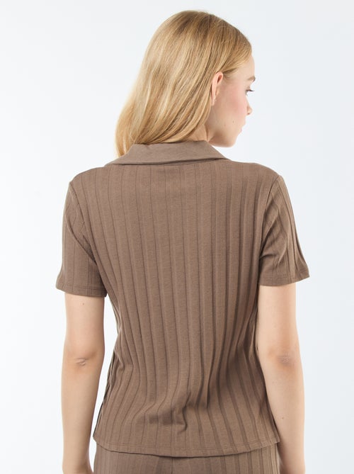 Camiseta de algodón elástico con cuello de polo - Kiabi