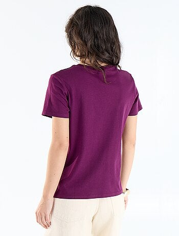 Camiseta de algodón estampada con cuello redondo para mujer
