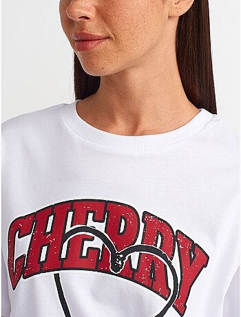 Camiseta de algodón estampada de cuello redondo para mujer dilvin