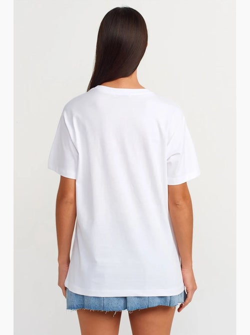 Camiseta de algodón estampada de cuello redondo para mujer dilvin - Kiabi