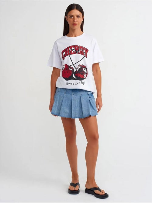 Camiseta de algodón estampada de cuello redondo para mujer dilvin - Kiabi