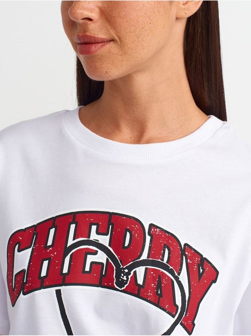Camiseta de algodón estampada de cuello redondo para mujer dilvin - Kiabi