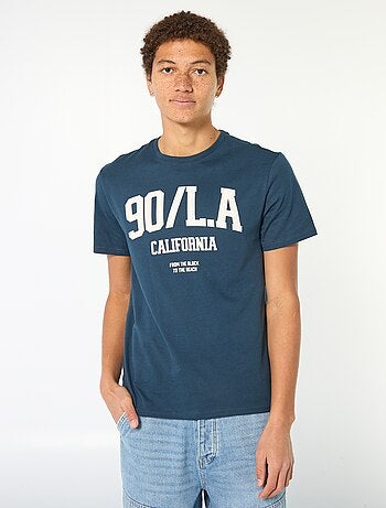 Camiseta de algodón estampada de manga corta