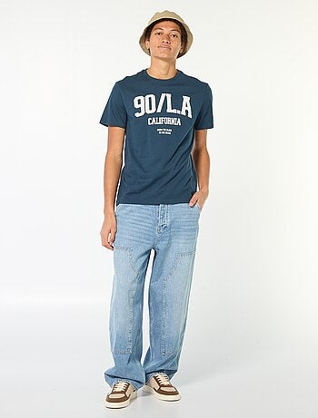 Camiseta de algodón estampada de manga corta