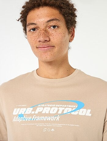 Camiseta de algodón estampada de manga corta