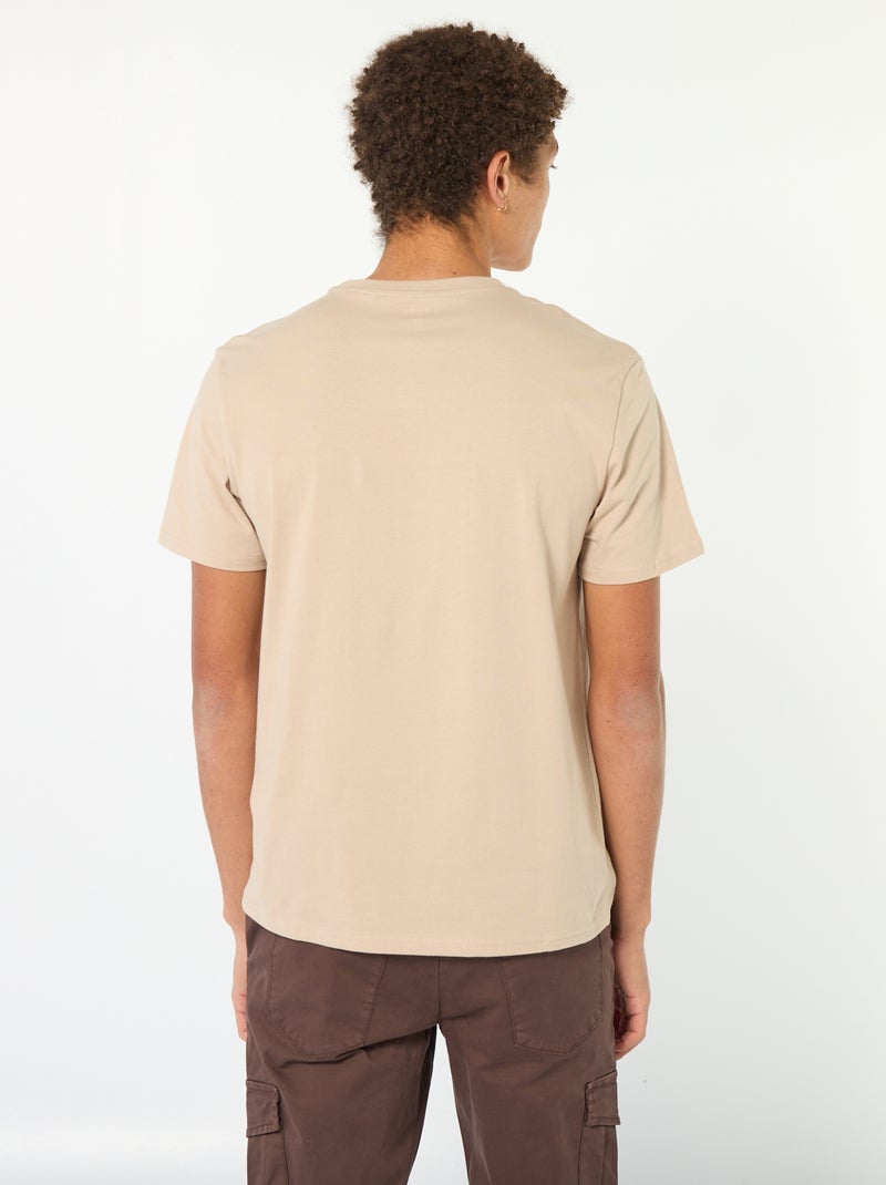 Camiseta de algodón estampada de manga corta Beige - Kiabi