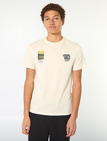 Camiseta de algodón estampada de manga corta