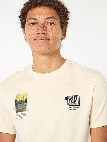 Camiseta de algodón estampada de manga corta