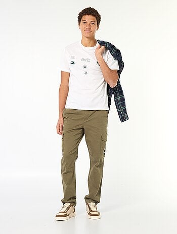 Camiseta de algodón estampada de manga corta