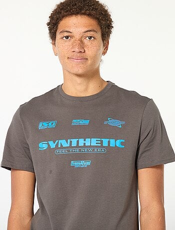 Camiseta de algodón estampada de manga corta