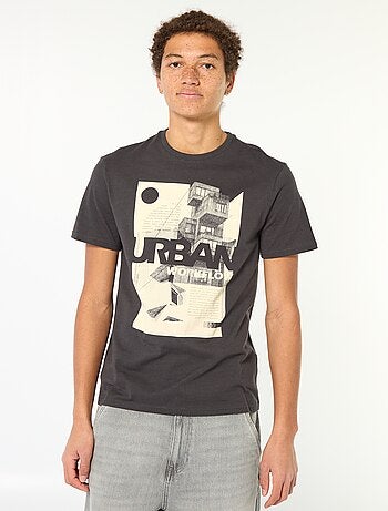 Camiseta de algodón estampada de manga corta