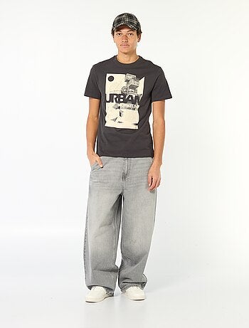 Camiseta de algodón estampada de manga corta