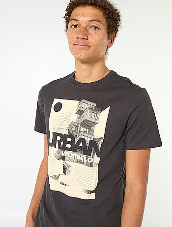 Camiseta de algodón estampada de manga corta