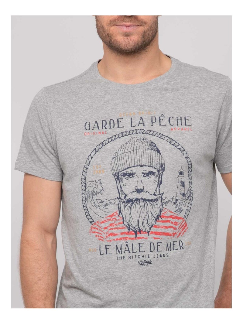 Camiseta de algodón estampada NAVIROL Gris - Kiabi