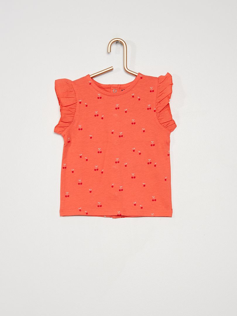 Camiseta con cuello bebé - rojo cereza - Kiabi - 4.00€